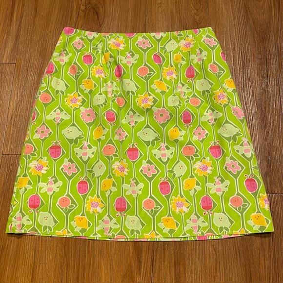 VINTAGE Lilly Pulitzer A-Maze-ing Skirt Ladybug & Bee Print Lined Women's 6 - Picture 1 of 10